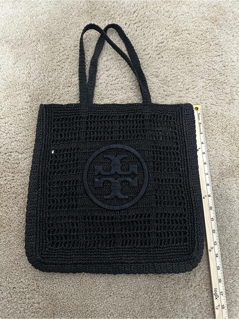 Tory Burch Ella‎ Hand-Crocheted Tote in Black EUC - Picture 5 of 11